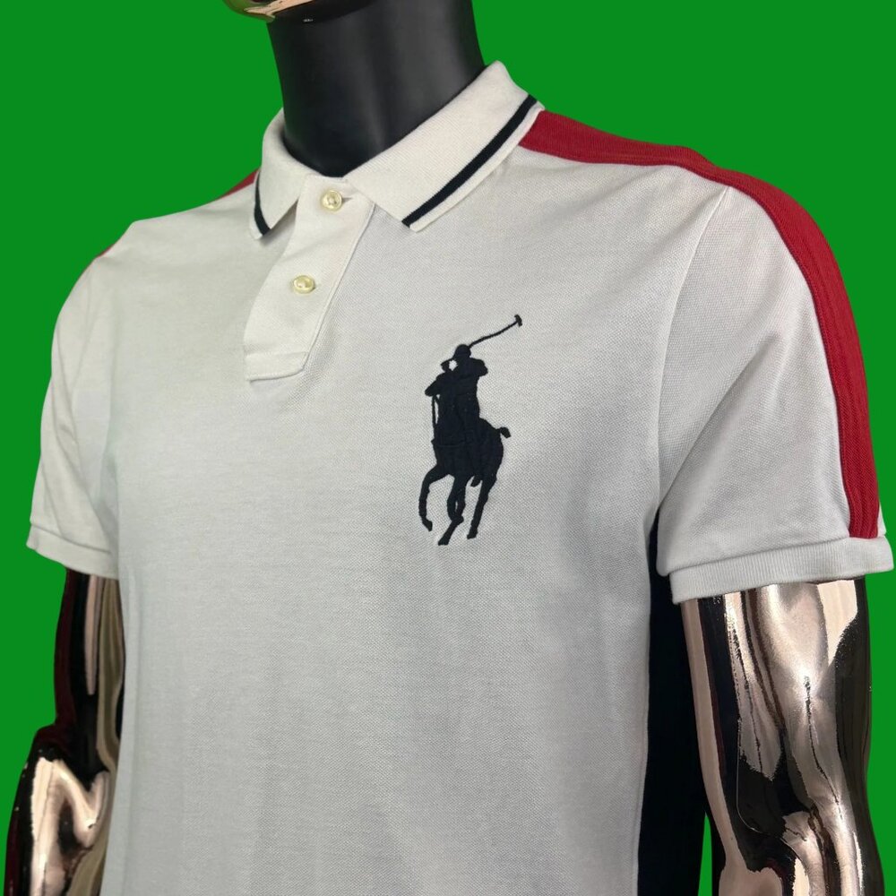 VTG Polo Ralph Lauren Custom Slim Fit Color Block Polo White/Red/Black